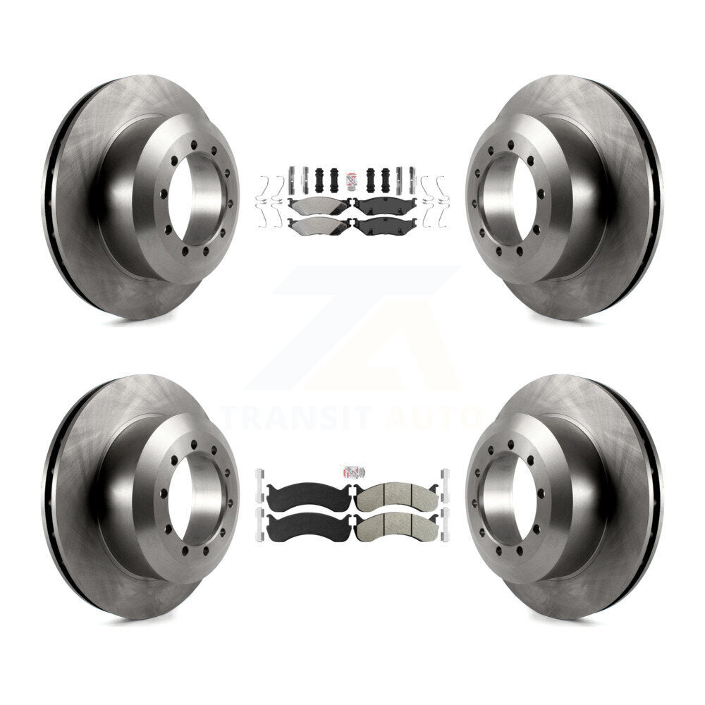 Semi-Metallic Pads And Disc Brake Rotors Front Rear Kit For