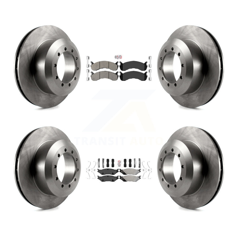 Semi-Metallic Pads And Disc Brake Rotors Front Rear Kit For