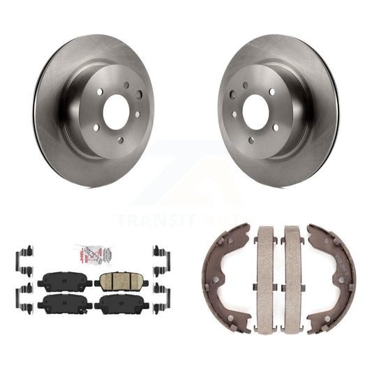 Disc Rotors Ceramic Pads & Parking Shoes Rear Kit For INFINITI Nissan Maxima G37