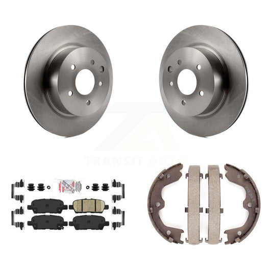 Disc Rotors Ceramic Pads & Parking Shoes Rear Kit For INFINITI Nissan Maxima G37