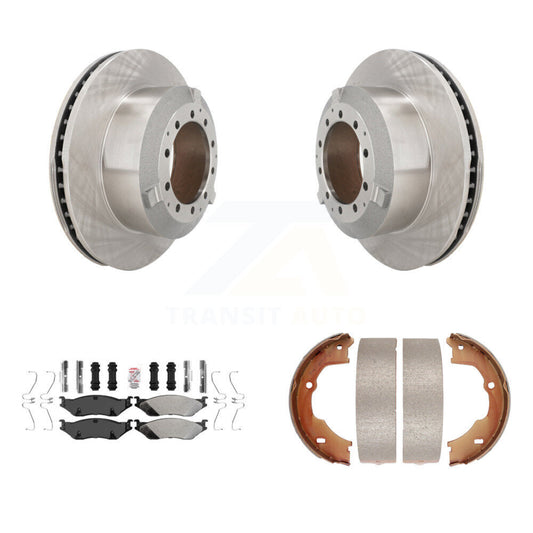 Disc Rotors Semi-Metallic Pads Parking Shoes Rear Kit For Ford F-450 Super Duty