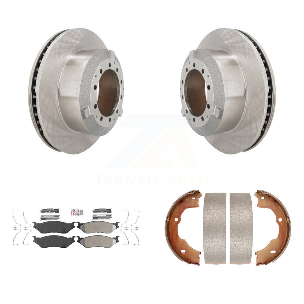 Disc Rotors Semi-Metallic Pads Parking Shoes Rear Kit For Ford F-450 Super Duty