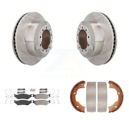 Disc Rotors Semi-Metallic Pads Parking Shoes Rear Kit For Ford F-450 Super Duty