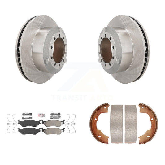Disc Rotors Semi-Metallic Pads Parking Shoes Rear Kit For Ford F-450 Super Duty