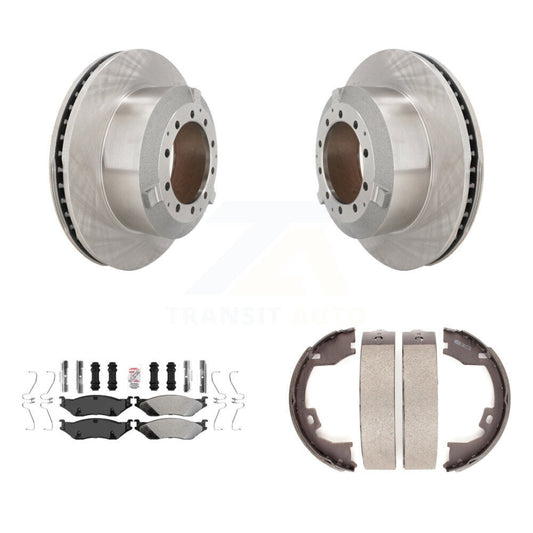 Disc Rotors Semi-Metallic Pads Parking Shoes Rear Kit For Ford F-450 Super Duty