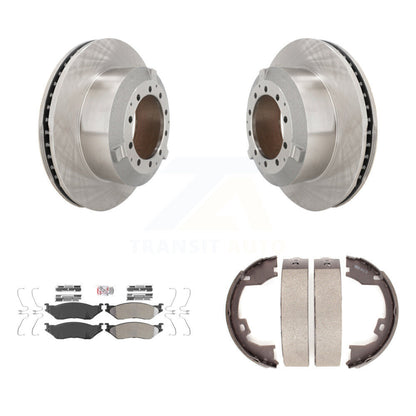 Disc Rotors Semi-Metallic Pads Parking Shoes Rear Kit For Ford F-450 Super Duty