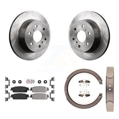 Disc Rotors Semi-Metallic Pads & Parking Shoes Rear Kit For Chevrolet GMC Sierra