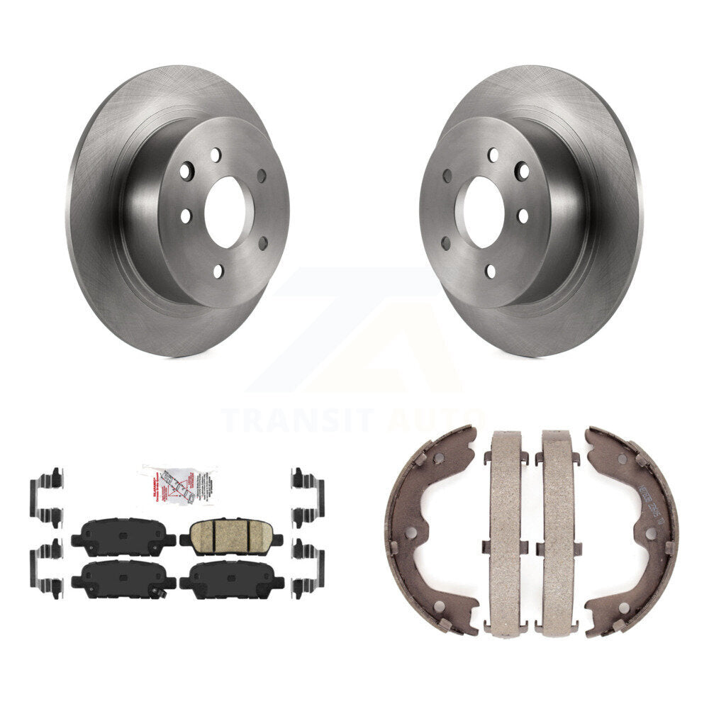 Disc Rotors Ceramic Pads & Parking Brake Shoes Rear Kit For Nissan Altima Maxima