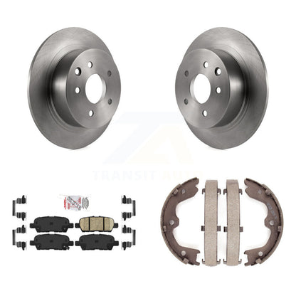 Disc Rotors Ceramic Pads & Parking Brake Shoes Rear Kit For Nissan Altima Maxima