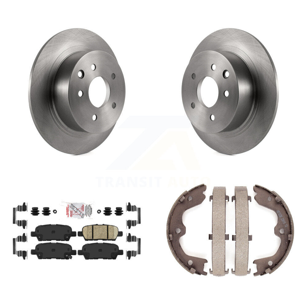 Disc Rotors Ceramic Pads & Parking Brake Shoes Rear Kit For Nissan Altima Maxima