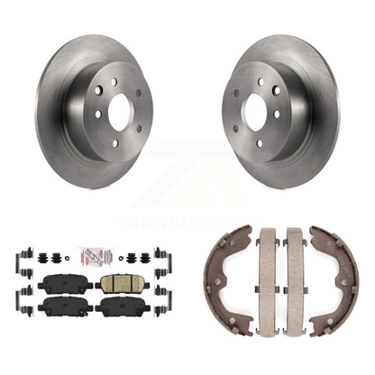 Disc Rotors Ceramic Pads & Parking Brake Shoes Rear Kit For Nissan Altima Maxima
