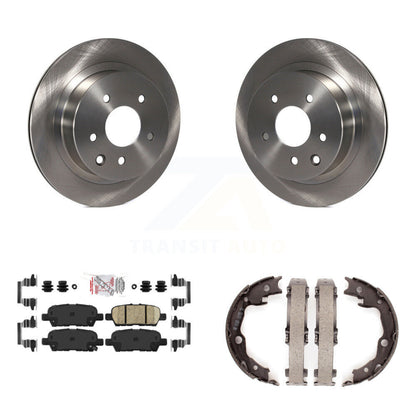 Disc Rotors Ceramic Pads Parking Brake Shoes Rear Kit For Nissan Rogue LEAF Juke