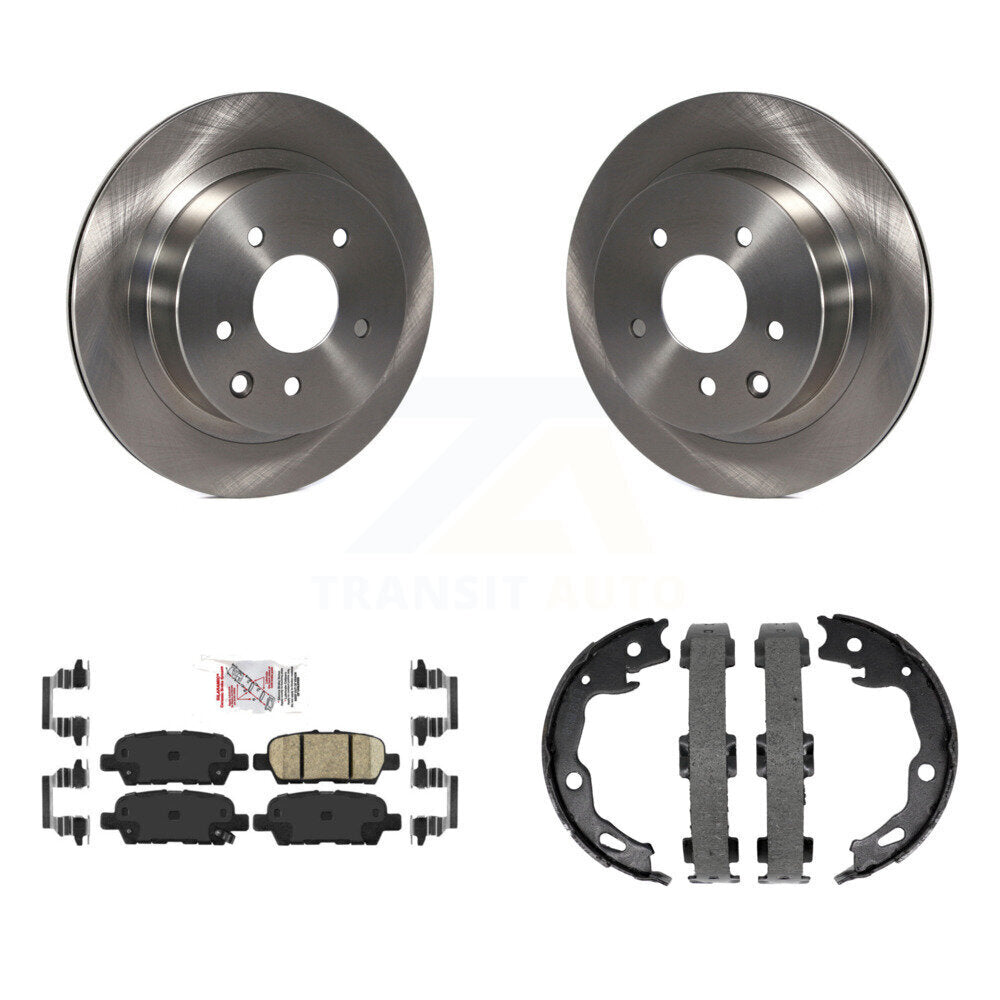 Disc Rotors Ceramic Pads & Parking Shoes Rear Kit For Nissan Rogue Sport Qashqai
