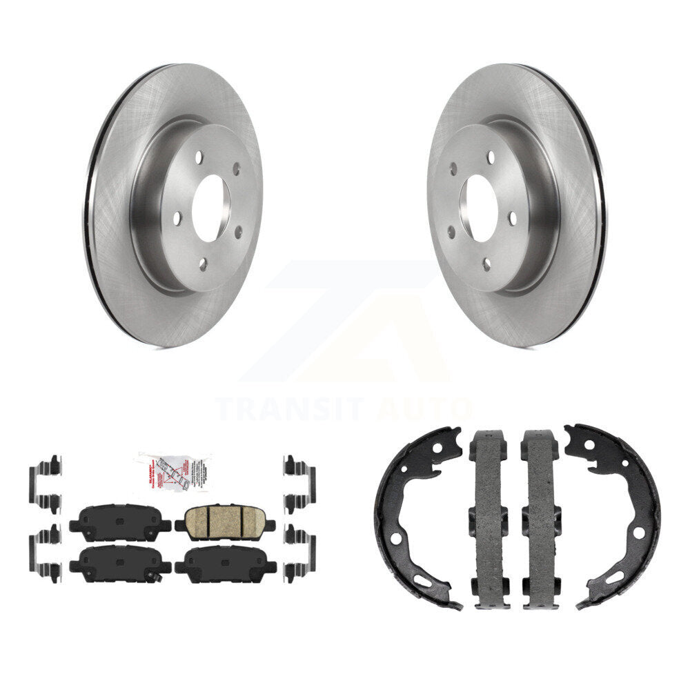 Disc Rotors Ceramic Pads & Parking Shoes Rear Kit For Nissan Qashqai Rogue Sport