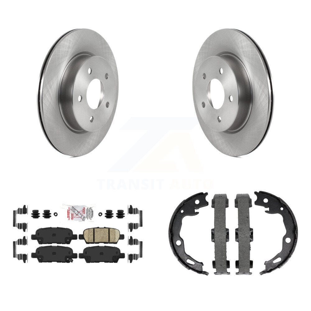 Disc Rotors Ceramic Pads & Parking Shoes Rear Kit For Nissan Qashqai Rogue Sport