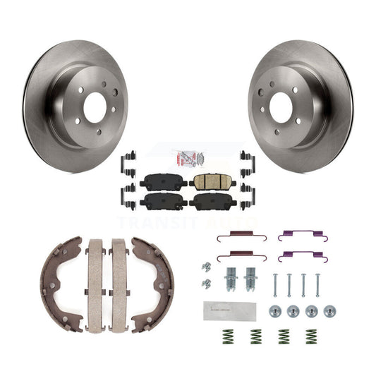 Disc Rotors Ceramic Pads Parking Shoes Hardware Rear Kit For INFINITI Nissan G37