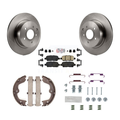 Disc Rotors Ceramic Pads Parking Shoes Hardware Rear Kit For INFINITI Nissan G37