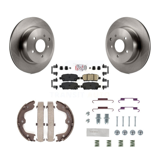 Disc Rotors Ceramic Pads Parking Shoes Hardware Rear Kit For INFINITI Nissan G37