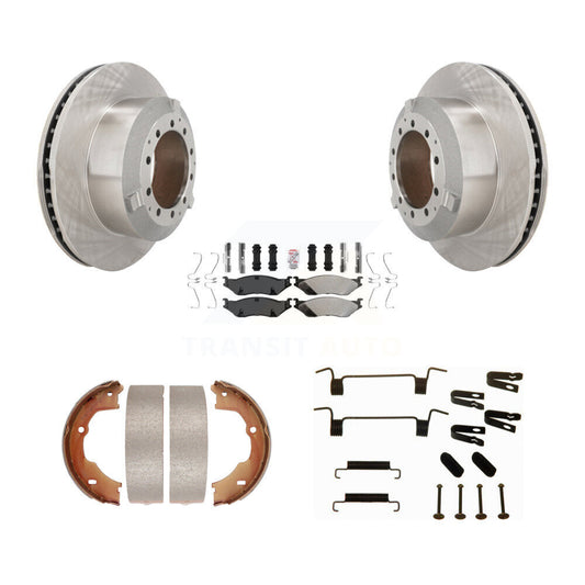 Disc Rotors Semi-Metallic Pads Parking Brake Shoes And Hardware Rear Kit For