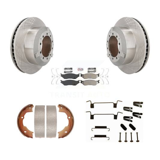 Disc Rotors Semi-Metallic Pads Parking Brake Shoes And Hardware Rear Kit For