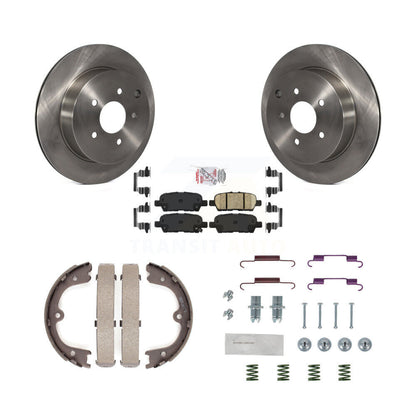 Disc Rotors Ceramic Pads Parking Shoes & Hardware Rear Kit For Nissan Murano Q50