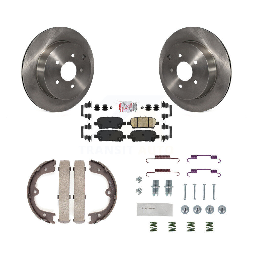 Disc Rotors Ceramic Pads Parking Shoes & Hardware Rear Kit For Nissan Murano Q50