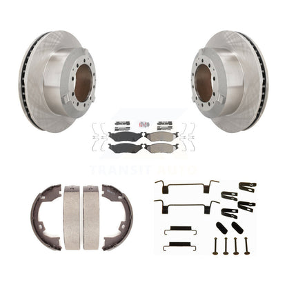 Disc Rotors Semi-Metallic Pads Parking Shoes Hardware Rear Kit For Ford F-450 IC