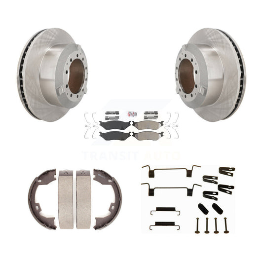 Disc Rotors Semi-Metallic Pads Parking Shoes Hardware Rear Kit For Ford F-450 IC