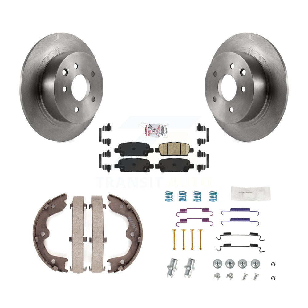 Disc Rotors Ceramic Pads Parking Brake Shoes Hardware Rear Kit For Nissan Altima