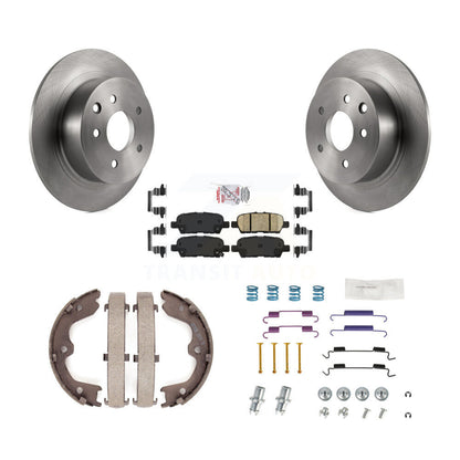 Disc Rotors Ceramic Pads Parking Brake Shoes Hardware Rear Kit For Nissan Altima