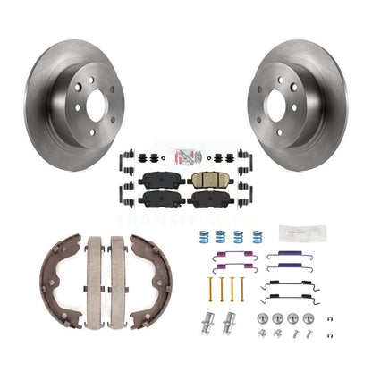 Disc Rotors Ceramic Pads Parking Brake Shoes Hardware Rear Kit For Nissan Altima