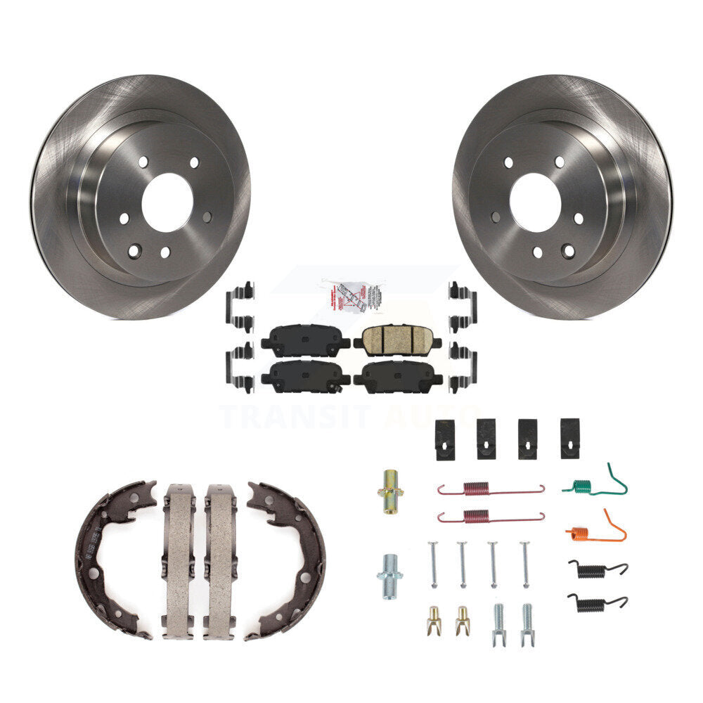 Disc Rotors Ceramic Pads Parking Shoes & Hardware Rear Kit For Nissan Rogue LEAF