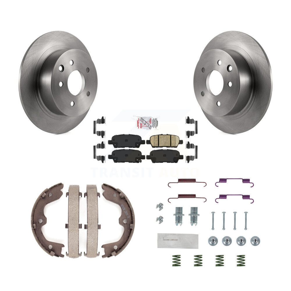 Disc Rotors Ceramic Pads Parking Brake Shoes Hardware Rear Kit For Nissan Altima