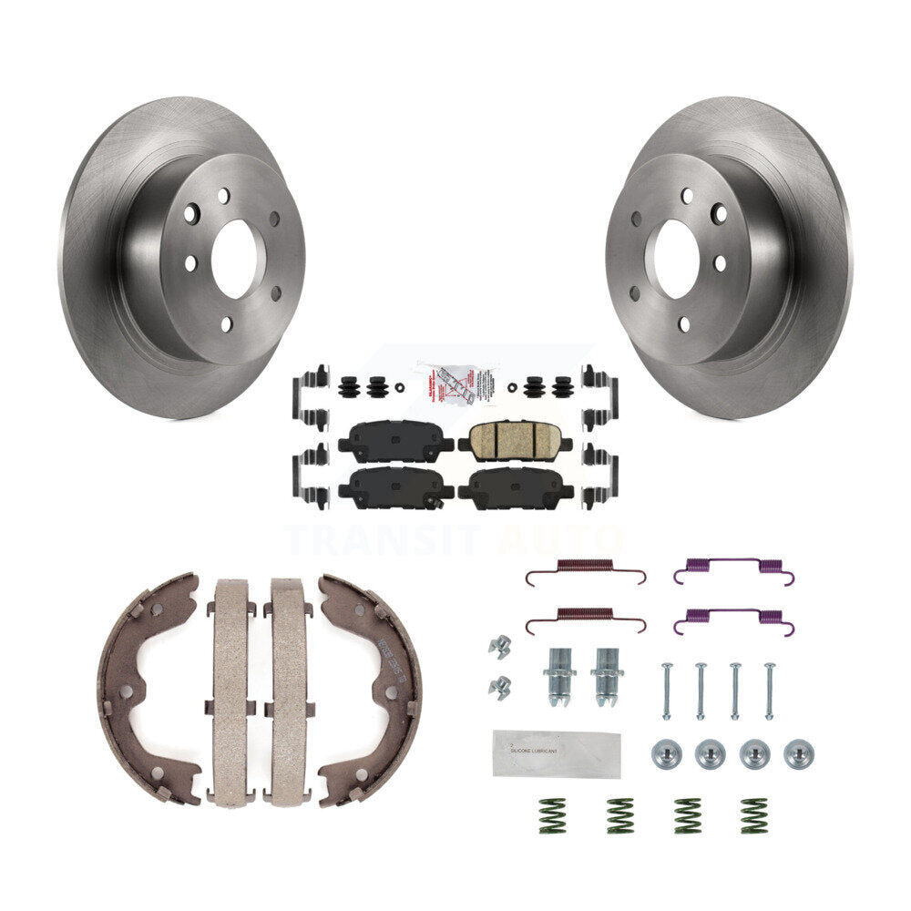 Disc Rotors Ceramic Pads Parking Brake Shoes Hardware Rear Kit For Nissan Altima