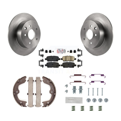 Disc Rotors Ceramic Pads Parking Brake Shoes Hardware Rear Kit For Nissan Altima