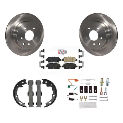 Disc Rotors Ceramic Pads Parking Brake Shoes Hardware Rear Kit For Nissan Rogue