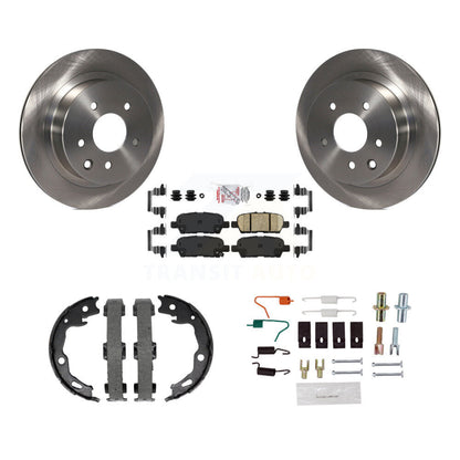 Disc Rotors Ceramic Pads Parking Brake Shoes Hardware Rear Kit For Nissan Rogue