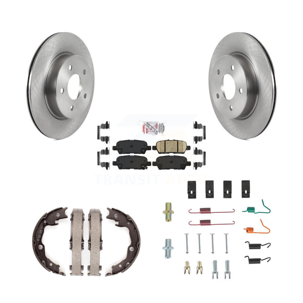 Disc Rotors Ceramic Pads Parking Brake Shoes & Hardware Rear Kit For Nissan LEAF