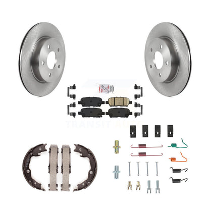 Disc Rotors Ceramic Pads Parking Brake Shoes & Hardware Rear Kit For Nissan LEAF