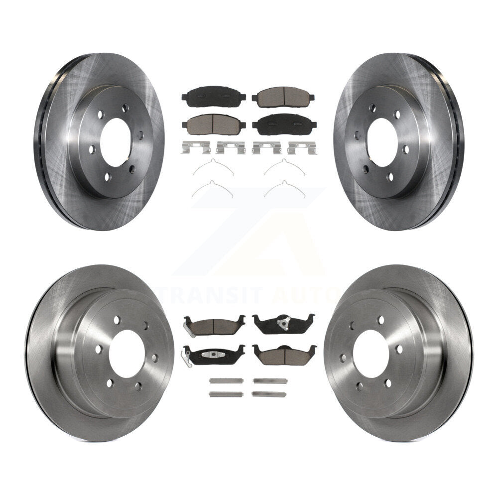 Disc Brake Rotor & Ceramic Pad Front Rear Kit For Ford F-150 Lincoln Mark LT 4WD