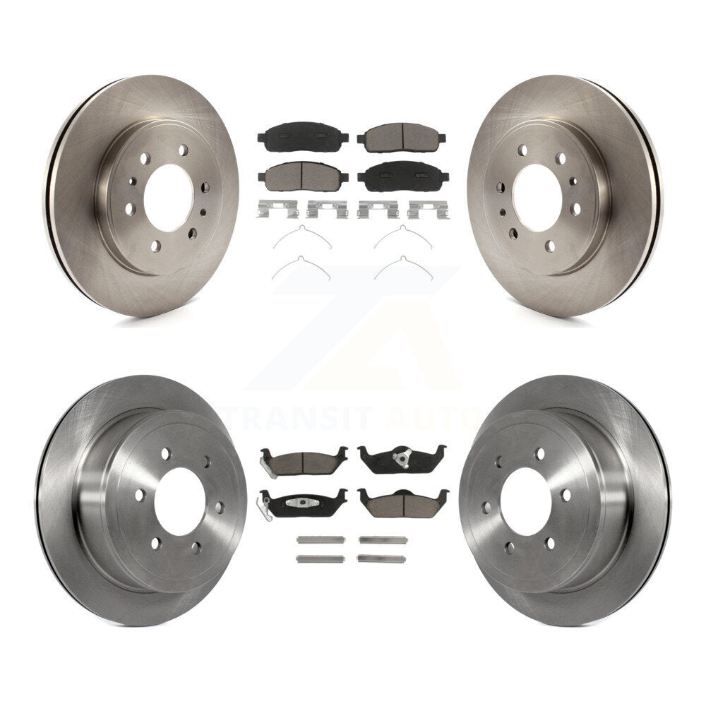 Brake Rotor And Ceramic Pad Front Rear Kit For 2009 Ford F-150 With 6 Lug Wheels