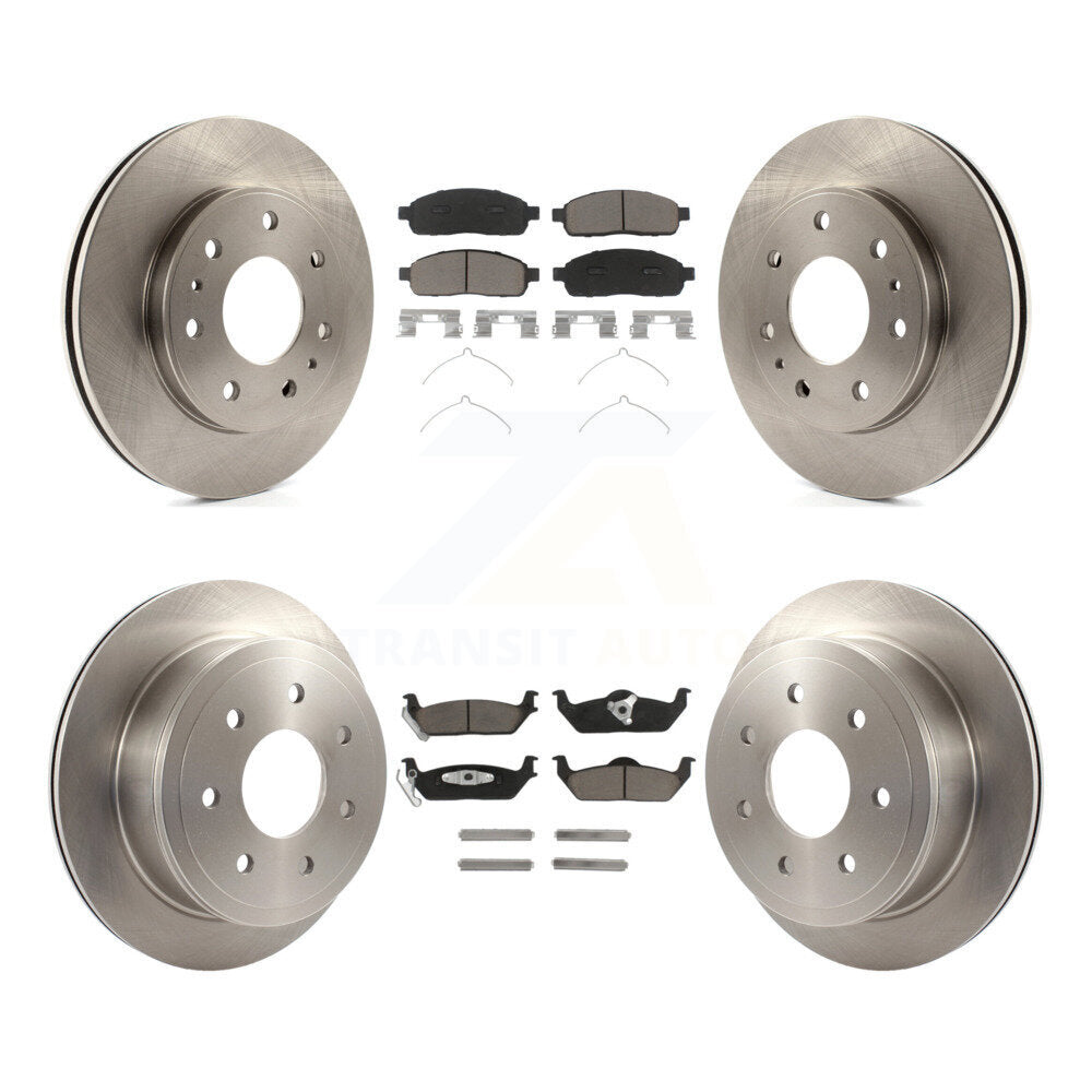 Brake Rotor And Ceramic Pad Front Rear Kit For 2009 Ford F-150 With 7 Lug Wheels