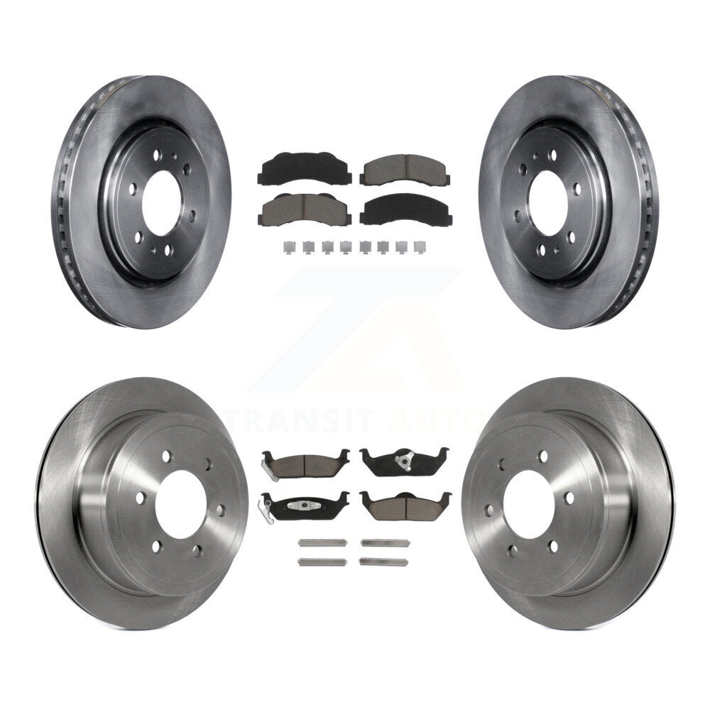 Brake Rotors & Ceramic Pad Front Rear Kit For 10-11 Ford F-150 With 6 Lug Wheels