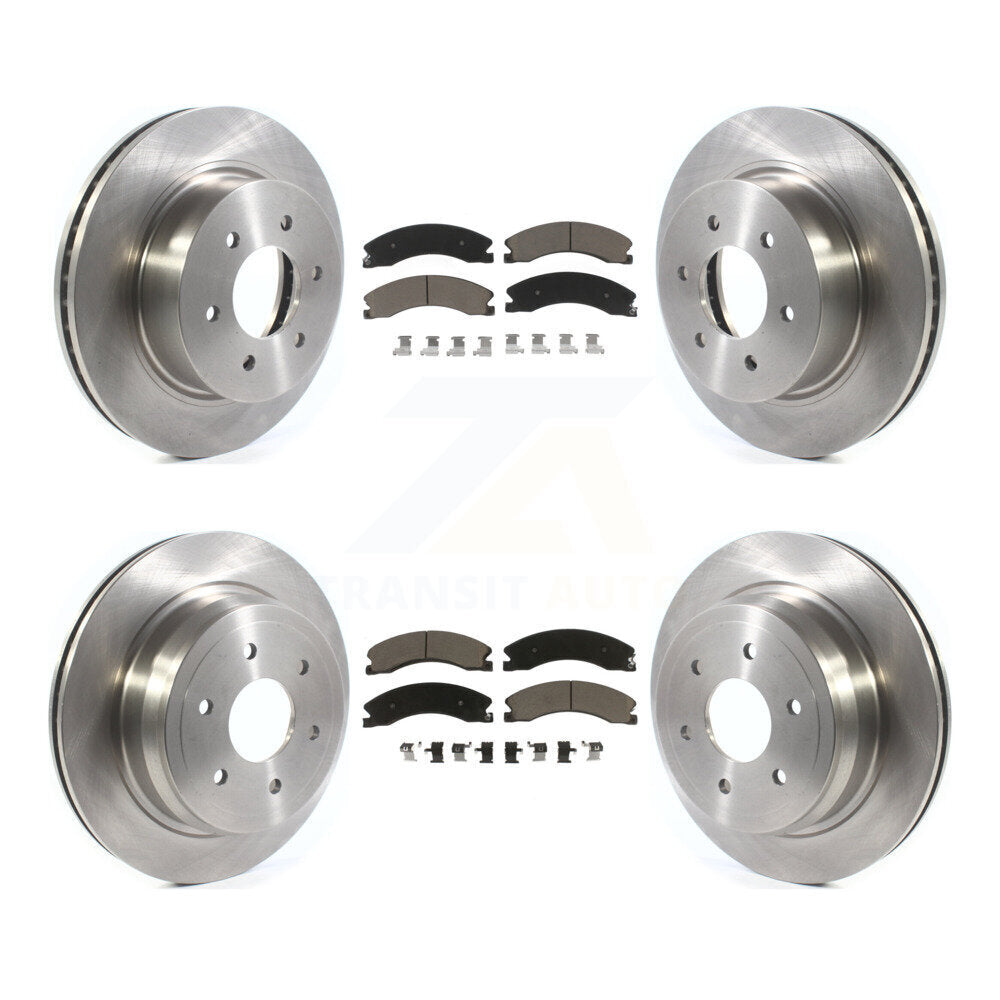 Disc Brake Rotors And Ceramic Pads Front Rear Kit For 2016-2024 Nissan TITAN XD