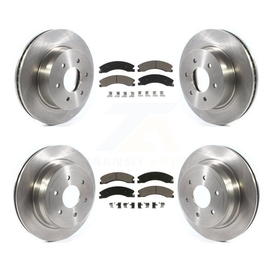 Disc Brake Rotors And Ceramic Pads Front Rear Kit For 2016-2024 Nissan TITAN XD