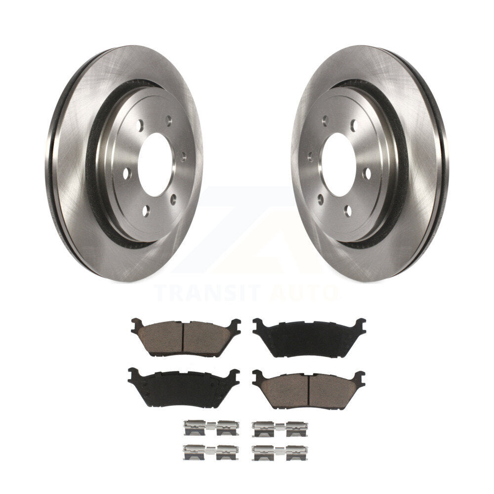 Disc Brake Rotor Ceramic Pad Rear Kit For Ford F-150 With Electric Parking