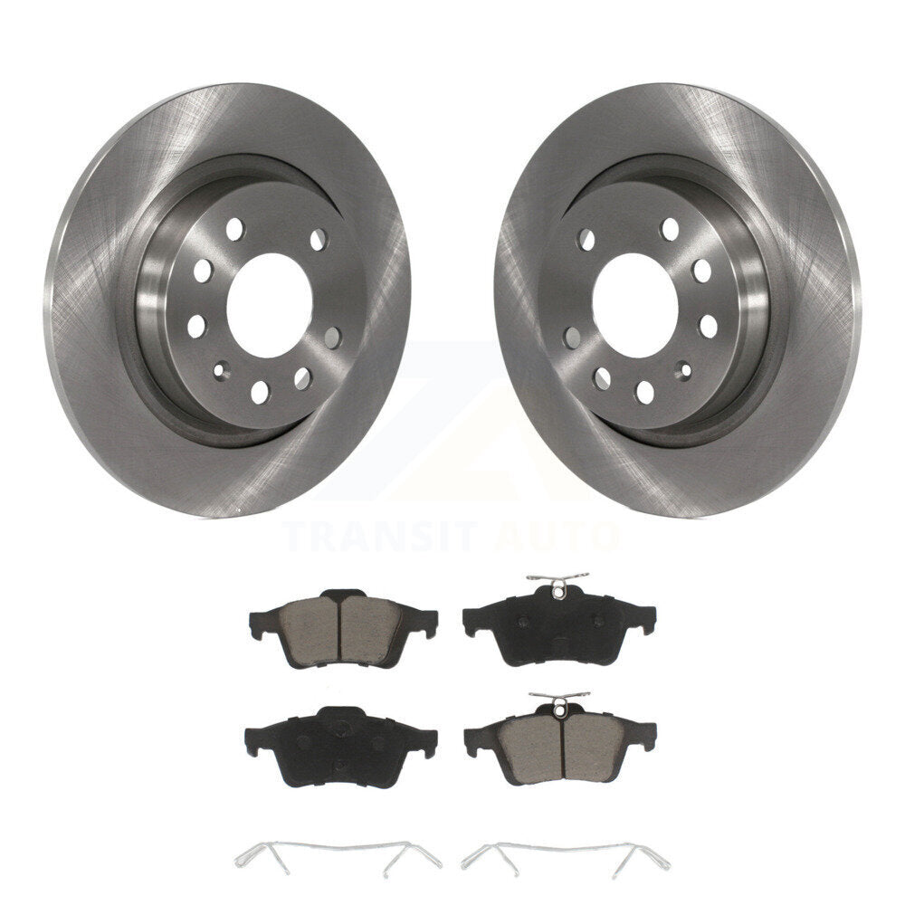 Disc Brake Rotors And Ceramic Pads Rear Kit For Saab 9-3 9-3X With Solid Rotor