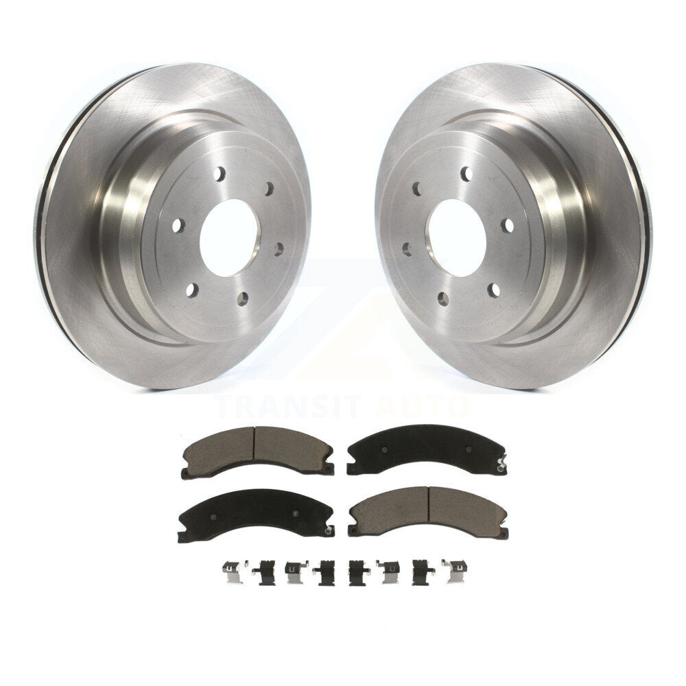 Disc Brake Rotors And Ceramic Pads Rear Kit For 2016-2024 Nissan TITAN XD