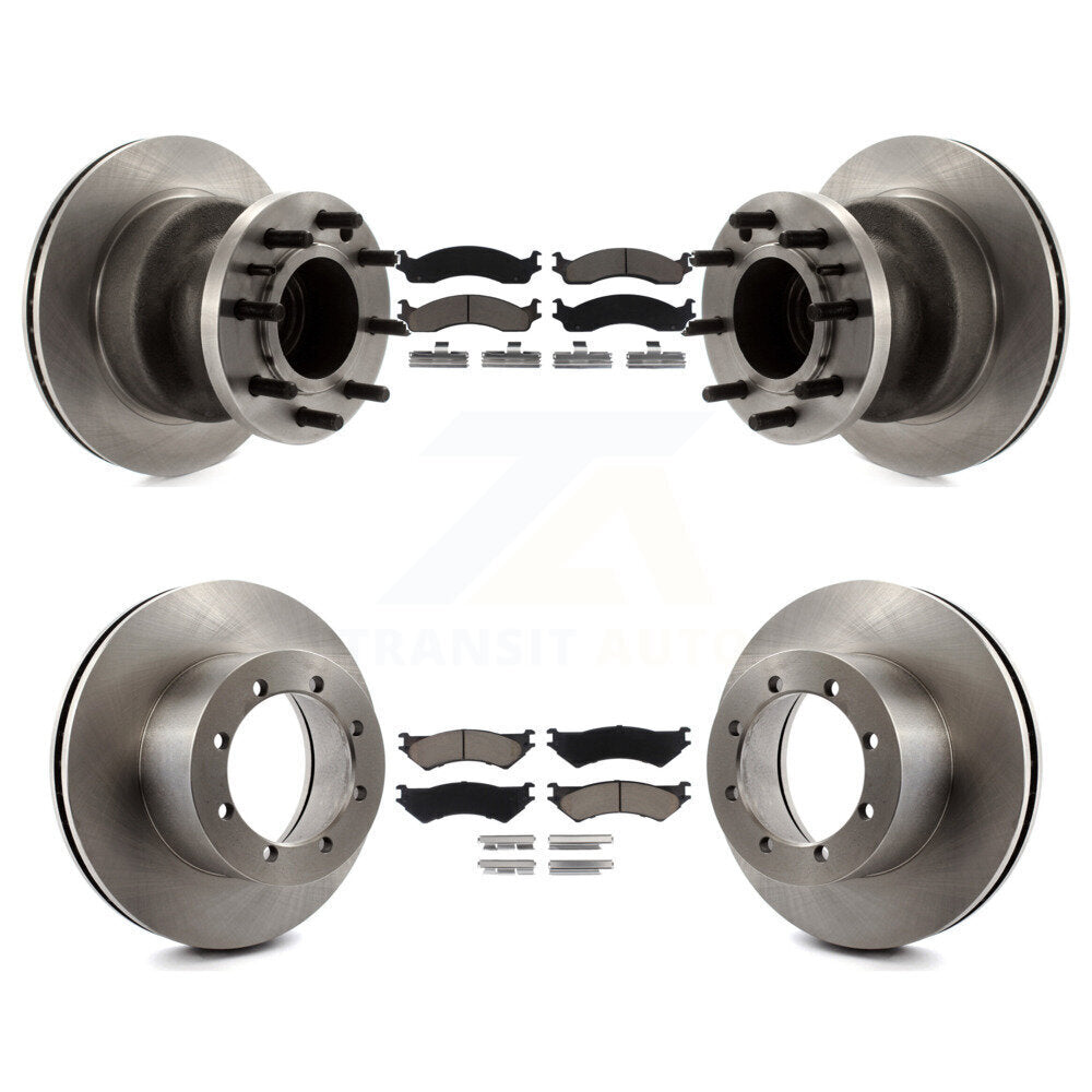 Disc Brake Rotors And Ceramic Pads Front Rear Kit For Ford E-350 Super Duty