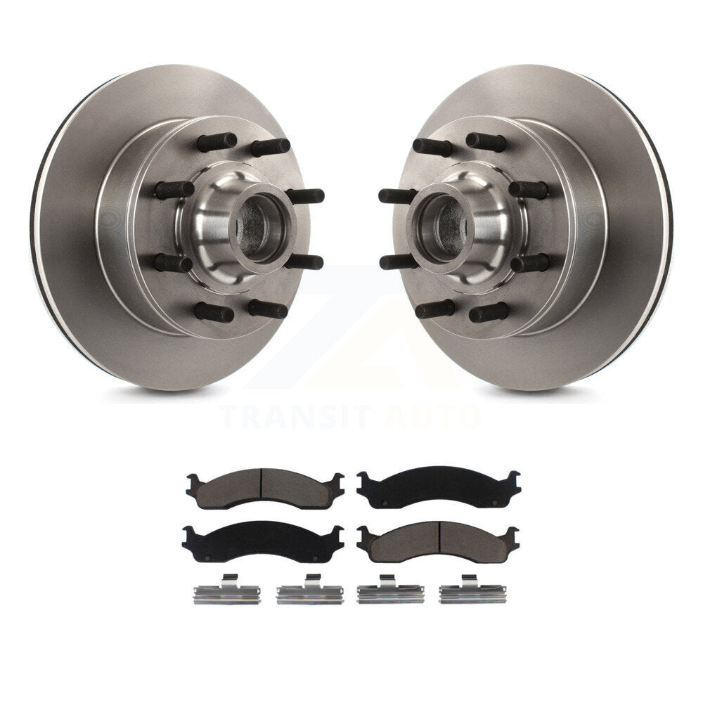 Brake Rotor Hub Ceramic Pad Front Kit For Ford F-250 F-350 E-350 Econoline Super